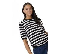 KAFFE Pull en tricot KAlizza pour femme - Manches courtes - Rayures - Décontracté - Col rond - Rayé, Noir - Rose/rayures craie, M