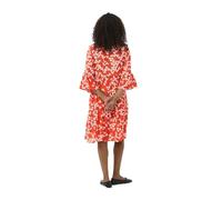 KAFFE Robe KAhera pour femme - Manches 3/4 - Imprimé - Élégante robe décontractée, Rouge/craie/petite fleur rouge, 44