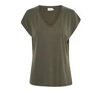 KAFFE Woman's T-Shirt Relaxed Fit Short Cap Sleeves V-Neckline