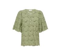 KAFFE Women's Blouse Half Length Sleeves Regular Fit Broderie Anglaise V-Neck