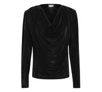 KAFFE Women's Blouse Jersey Cowl Neck Long Sleeves Drapings Hip Length