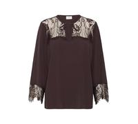 KAFFE Women's Blouse Lace Details Regular Fit Cropped Sleeves V-Notch Neck