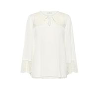 KAFFE Women's Blouse Lace Details Regular Fit Cropped Sleeves V-Notch Neck