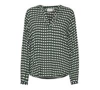 KAFFE Women's Blouse Long Sleeves Casual Fit V-Notch Neck Printed Buttoned Cuffs Femme