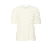 KAFFE Women's Blouse Round Neck Short Sleeves Regular Fit Lace Hip Length