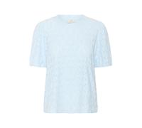 KAFFE Women's Blouse Round Neck Short Sleeves Regular Fit Lace Hip Length