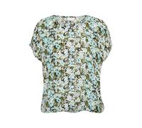 KAFFE Women's Blouse Short Batwing Sleeves Round Neck Elastic Hem Printed Haut, Fleur Abstraite Bleu/Vert, 36 Femmes