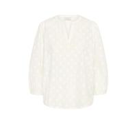 KAFFE Women's Blouse V-Notch Neck 3/4 Sleeves Relaxed Fit Textured Cotton