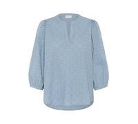 KAFFE Women's Blouse V-Notch Neck 3/4 Sleeves Relaxed Fit Textured Cotton