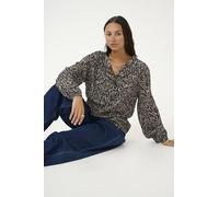 KAFFE Women's Blouse V-Notch Neck Buttons Regular Fit Long Sleeves Hip Length