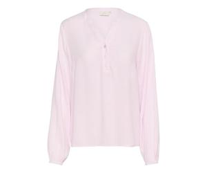 KAFFE Women's Blouse V-Notch Neck Buttons Regular Fit Long Sleeves Hip Length