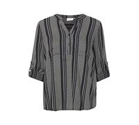 KAFFE Women's Blouse V-Notch Neck Long Sleeves Casual Fit Printed Chest Pockets