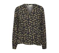 KAFFE Women's Blouse V-Notch Neck Long Sleeves Regular Fit Printed Hip Length Femme