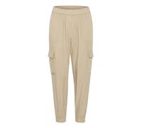 KAFFE Women's Cargo Pants Elastic Waist Cropped Length Regular Fit Elastic Cuffs