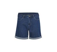 KAFFE Women's Denim Shorts Mid-Thigh Length Folded Cuffs Regular Waist