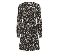 KAFFE Women's Dress Long Sleeves V-Neck Tying Belt Above Knee Length Pockets