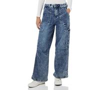 KAFFE Women's Jeans Regular Fit Flared Legs High-Waisted Cargo Pockets Femme