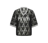 KAFFE Women's Lace T-Shirt V-Neck Short Sleeves Statement Tee Oversized Fit