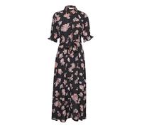 KAFFE Women's Maxi Dress with Tie Waist 3/4 Sleeves Classic Collar Front Buttons