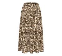 KAFFE Women's Maxi Skirt Pockets Leopard Print A-Line Silhouette Elastic Waist