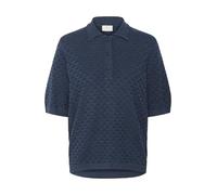 KAFFE Women's Polo Pullover Structured Knit Short Sleeves Regular Fit Buttons