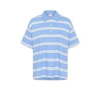 KAFFE Women's Polo T-Shirt Short Sleeves Stripes Buttons Loose Fit Spread Collar