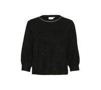 KAFFE Women's Pullover Crew Neck 3/4 Sleeves Beading Casual Fit Cropped