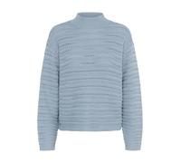 KAFFE Women's Pullover Mock Neck Long Sleeves Relaxed Fit Hole Knit Hip Length