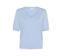 KAFFE Women's Pullover Short Sleeves V-Neck Regular Fit Hip Length Light Knit