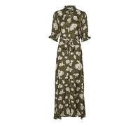 KAFFE Women's Shirt Dress Maxi Length Tying Belt Regular Fit Half Sleeves