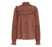 KAFFE Women's Shirt Mandarin Collar Buttons Long Sleeves Ruffles Regular Fit