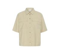 KAFFE Women's Shirt Striped Buttons Short Sleeves Boxy Fit Pockets Spread Collar