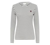 KAFFE Women's T-Shirt Long Sleeves Slim Fit Crew Neck Striped Tee Embroidered