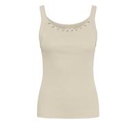 KAFFE Women's Tank Top Round Neck Slim Fit Jersey Top Eyelets Sleeveless