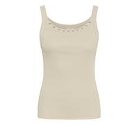 KAFFE Women's Tank Top Round Neck Slim Fit Jersey Top Eyelets Sleeveless