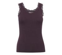 KAFFE Women's Tank Top Scoop Neck Lace Rib Jersey Slim Fit Hip Length