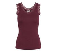 KAFFE Women's Tank Top Scoop Neck Lace Rib Jersey Slim Fit Hip Length