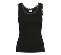 KAFFE Women's Tank Top Scoop Neck Lace Rib Jersey Slim Fit Hip Length