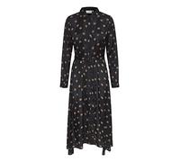 KAFFE Women's Tie Waist Dress Silky Midi with Long Sleeves