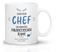 Kaffeebecher24 - Tasse avec inscription en allemand « Stolzer Chef d'une équipe incroyablement fantastique » - Passe au lave-vaisselle - Tasse amusante - Cadeau pour le chef - Tasse amusante - Blanc