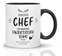 Kaffeebecher24 - Tasse avec inscription en allemand « Stolzer Chef of a follement fantastic Teams » - Passe au lave-vaisselle - Cadeau pour chef - Tasse amusante - Noir