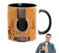 Kaffeetasse Für Musikliebhaber, 350 ml - Schwarze Keramiktasse Mit Gitarren-, Klavier- und Violinendesign, Kreative Musiknotentasse für Musiker, und Geschenkliebhaber
