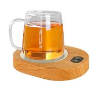 Kaffeetassenwärmer Elektrisch | Schreibtisch Tassenwärmer mit Konstanter Temperatur 55-65 °C | Wiederaufladbar, USB betrieben | Holzmaserung Design für Kaffee, Tee, Heiße Getränke Zuhause & Büro