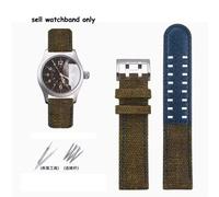 Kafol-20mm 22mm Nylon +Cowhide Bracelet Men Watch Band For Hamilton Khaki Field Watch H760250/H77616533 /H70605963 H68201993 Strap,20mm-Width,Army Green-Silver