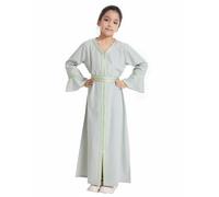 Kaftan à manches longues pour filles - Robe de prière islamique musulmane - Coupe ample - Robe longue - Moyen-Orient arabe Dubaï - Costume national - Pour fête de Ramadan et l'Aïd - Vert
