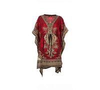 Kaftan Court Oriental Style Tunique Boubou Africaine Robe Cours ete Kaftan djellaba Femme Boheme Tunique Plage Beachwear Oversize Tunique Caftan (Rouge, Taille Unique)