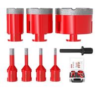 KAFUWELL 8 Pcs M14 Foret Carrelage Diamant, Scie Cloche Carrelage, TrépanCarrelage, Ø 6/8/10/12/35/50/68mm avec Adaptateur, Brasé Sous Vide, pour Porcelaine Carrelage Granit Marbre, Meuleuse d’Angle