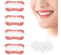 KAFZEL 2 Paires Prothèses Dentaires Cosmétique Sourire Dent de Placages Dentaires Instantanées Prothèse Temporaire de Blanchiment Fausses Dents Haut Bas