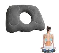 KAFZEL Coussin Coccyx Gonflable, Coussin de Siège Ergonomique Ajustable et Portable en PVC Floqué pour Soulagement de la Douleur, Bureau, Voiture, Voyage et Confort Quotidien