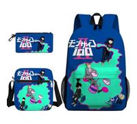 Kageyama Shigeo Anime Lot de 3 sacs à dos pour étudiants, sac d'école Reigen Arataka/Mob, trousse à crayons pour garçons et filles, cadeaux de Noël et d'anniversaire, Type 12, Taille unique, Ensemble